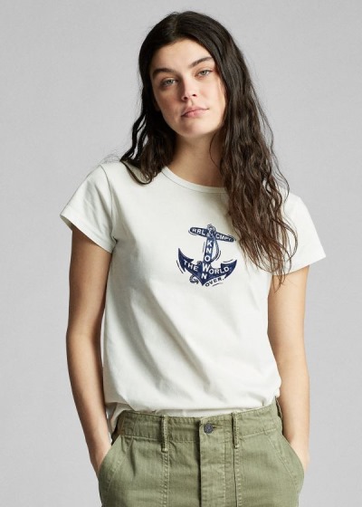 Women's Ralph Lauren Anchor-Graphic Cotton T Shirts | 715426DBP